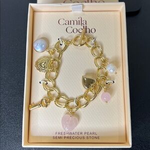 Camila Coelho | Heart & Freshwater Pearl Charm Bracelet